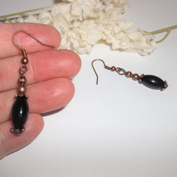 Copper & Black Boho Earring Set NWT Handmade 5823 - Picture 6 of 8